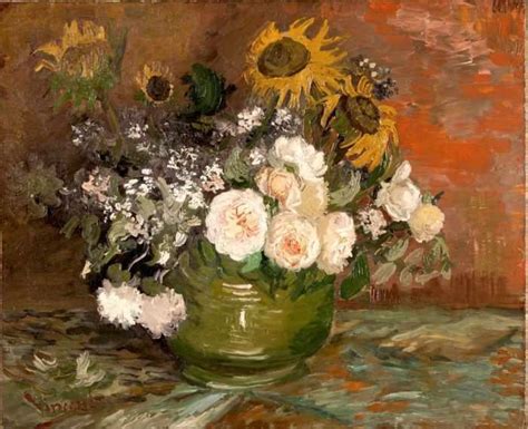 Rosas E Girassóis 1886 De Vincent Van Gogh Tela Para Quadro Na