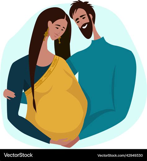 Pregnant Woman With Her Husband Royalty Free Vector Image