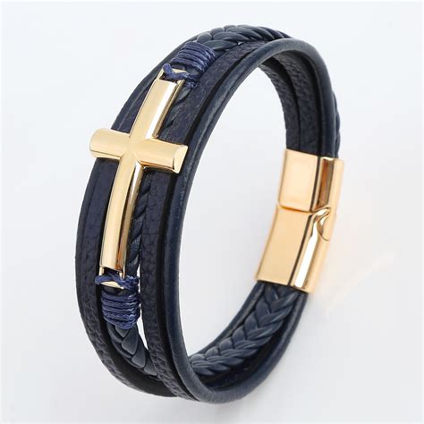 Pulsera Vintage De Cuero Para Hombre Brazalete Con Cierre Magn Tico De