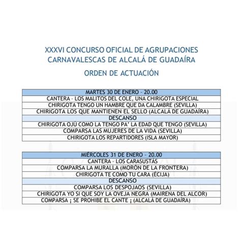 Programación de Carnaval 2024 de Alcalá de Guadaíra