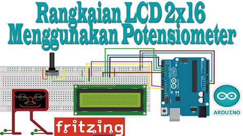 Fritzing Rangkaian Lcd 2x16 Menggunakan Potensiometer Atau Resistor Youtube