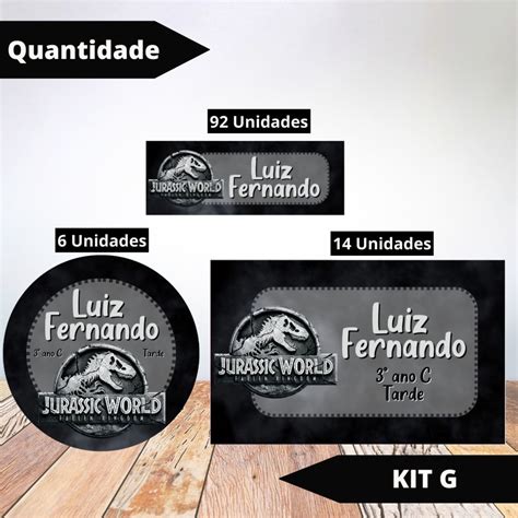 Kit G Etiqueta Escolar Jurassic World Dinossauro Elo