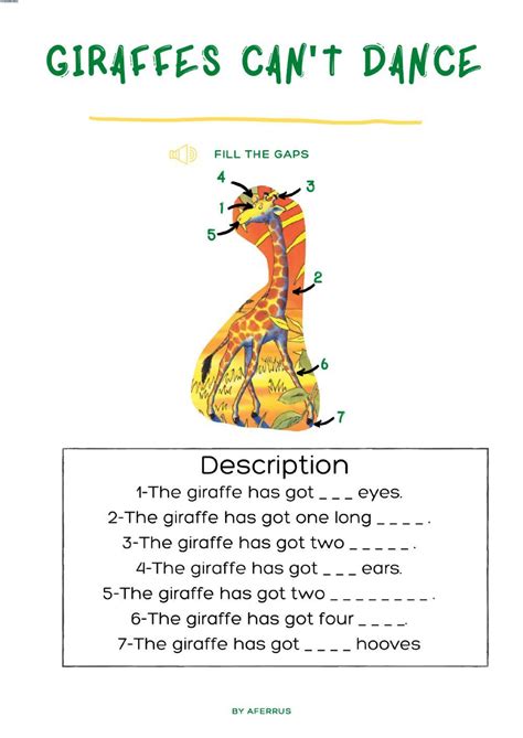 Giraffes Can T Dance Online Worksheet For Primary Live Worksheets