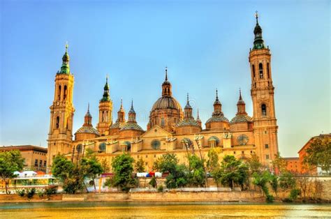 Basilica Our Lady of the Pillar in Zaragoza, Spain Stock Image - Image of destination, building ...