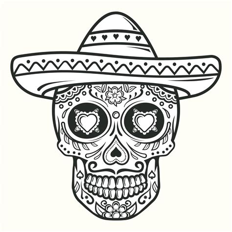 Mexican Skull Day Of The Dead Tatoo 11538083 Vector Art At Vecteezy