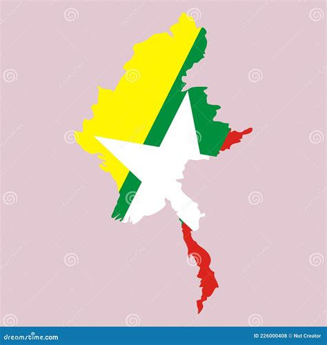 Myanmar National Flag Map Stock Vector Illustration Of Brand 226000408