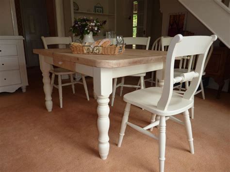 Pine Block Farmhouse Table And 6 Chairs Painted Vintage Antique