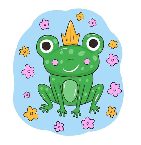 Prinzessin Frosch Mit Krone Im Cartoon Stil Premium Vektor