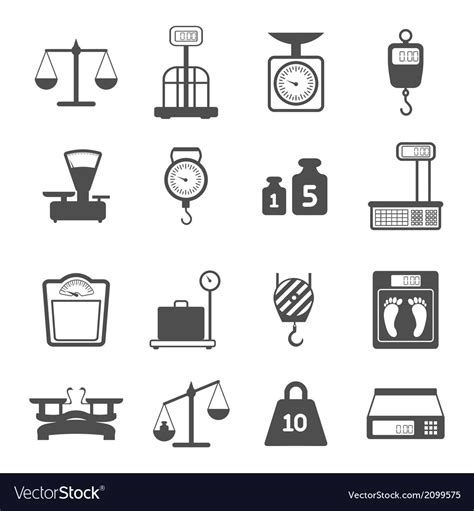 Scales Weight Icons Set Royalty Free Vector Image