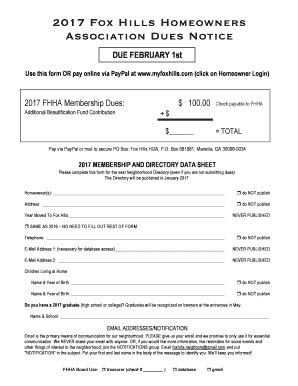 Fillable Online Association Dues Notice Fax Email Print Pdffiller