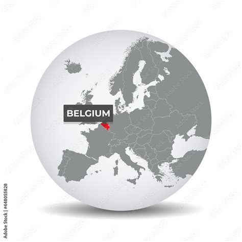 World Globe Map With The Identication Of Belgium Map Of Belgium