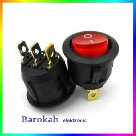 Jual Saklar Rocker Bulat 3 Pin On Off Switch Power Dengan Lampu