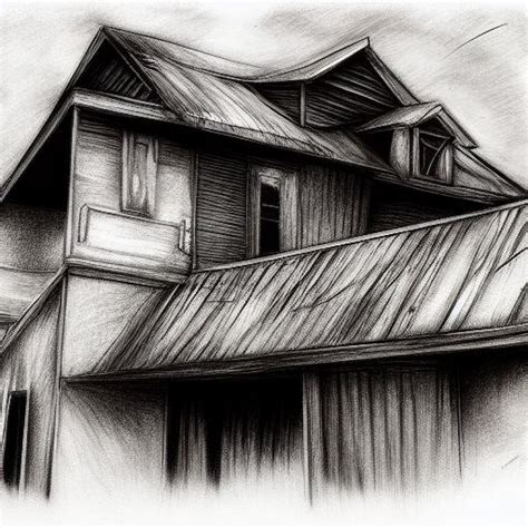 Best AI Photo A Black And White Charcoal Drawing Of One House Promptify