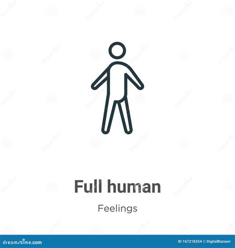 Full Human Outline Vector Icon Thin Line Black Full Human Icon Flat