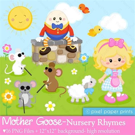 Mother Goose Nursery Rhymes Clipart and Digital Paper Set - Etsy