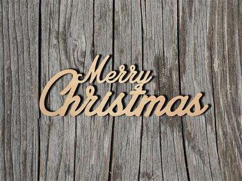 Merry Christmas Wood Sign Multiple Sizes Laser Cut Unfinished Wood