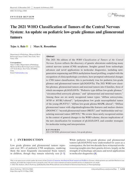 Pdf The Who Classification Of Tumors Of The Central Nervous