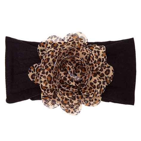 Claires Club Leopard Print Floral Headwrap Black Claires