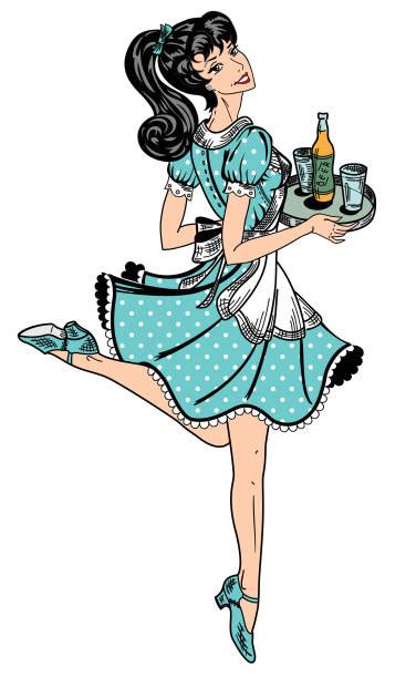 1950s Waitress Cartoons Illustrations Royalty Free Vector Graphics