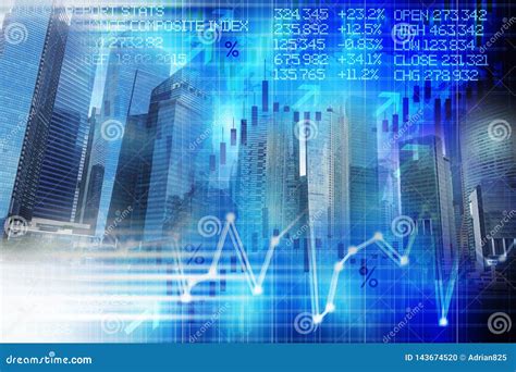 Abstract Business Stock Exchange Panel With Graphs As Background