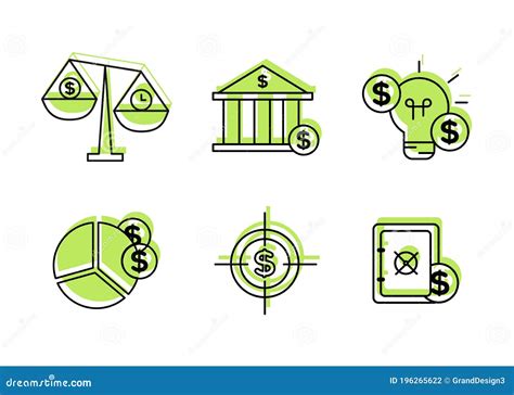 矢量插图财务图标集 库存例证 插画 包括有 美元 安全 班卓琵琶 更改 商业 图标 经济 196265622