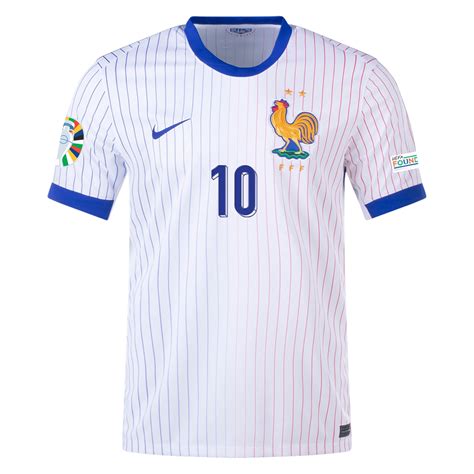 Nike France Kylian Mbappe Away Jersey W Euro 2024 Patches 2425 Whit