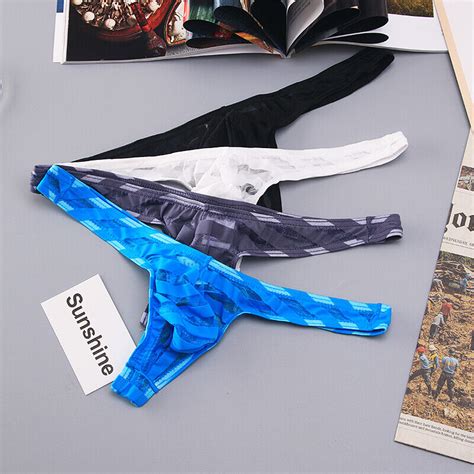 Woxuan Mens Sexy Mesh Underwear Bikini Thong Transparent S M L Xl Ebay