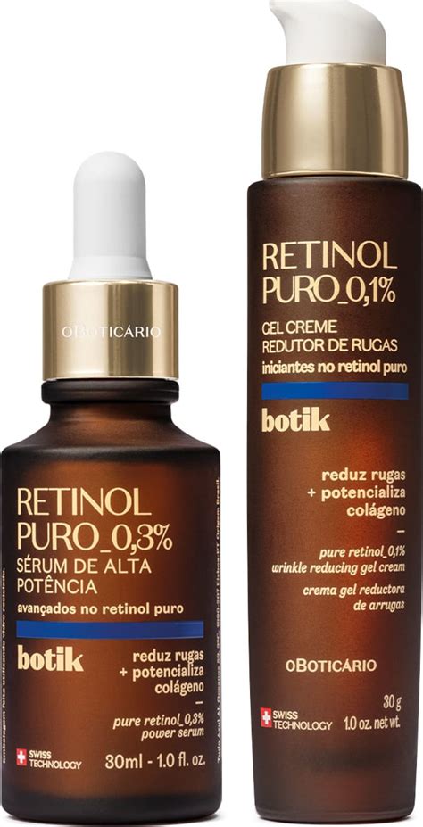 Combo Botik Retinol Puro Sérum Facial 30ml Gel Creme Redutor de Rugas