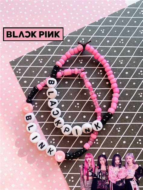 BLACKPINK 2 Beaded Bracelet Set Blackpink Blink Kpop Etsy UK Black