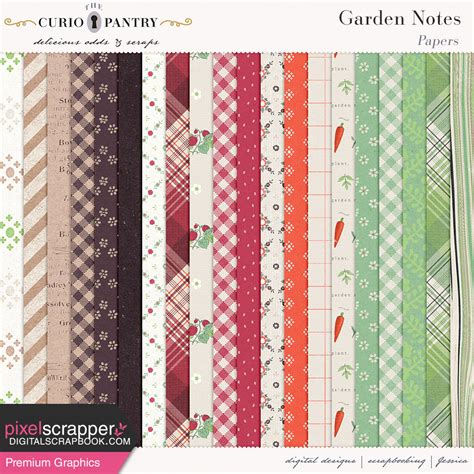 Garden Notes Papers By Jessica Dunn Graphics Kit Digitalscrapbook