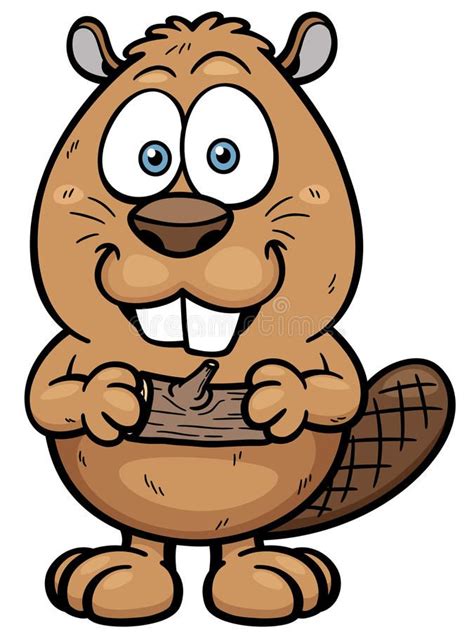 Beaver Vector Illustration Of Cartoon Beaver With A Wood Sponsored