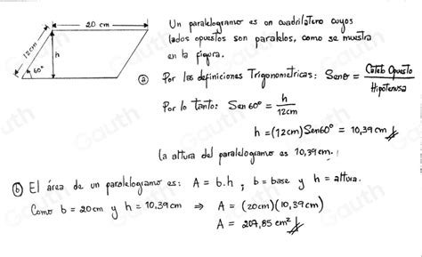 Solved Los Lados De Un Paralelogramo Miden Y Cm