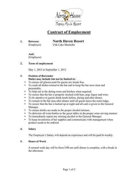 Mobile Bartending Contract Template