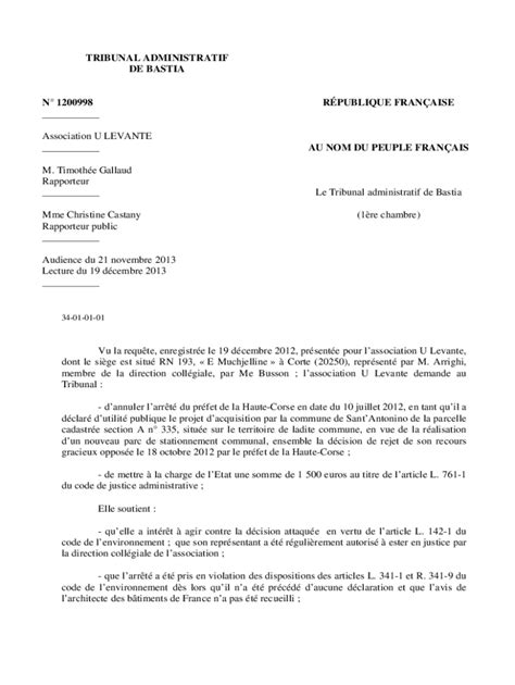 Remplissable En Ligne Tribunal Administratif De Bastia N Faxer