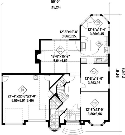 European Style House Plan 3 Beds 1 Baths 2423 Sqft Plan 25 4797