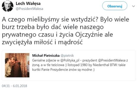 Wałęsa pokazał czułe zdjęcie z żoną Czego mielibyśmy się wstydzić