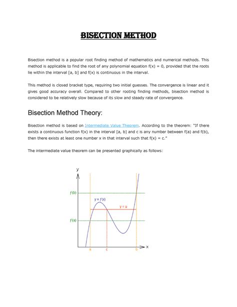 Bisection Method Bisection Method Bisection Method Is A Popular Root Finding Method Of