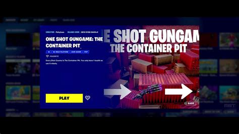 Tutorial Fortnite One Shot Gungame The Container Pit Island Code How To Enter Youtube