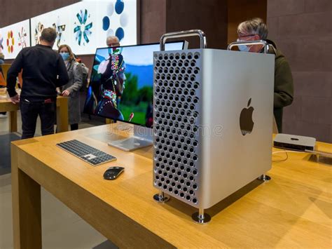 People Inside Apple Computers Store With New Mac Pro Workstation With