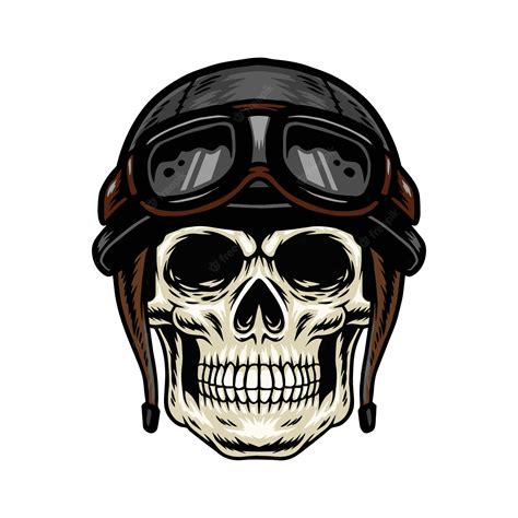 Premium Vector Skull With Vintage Helmet Eyeglass Illustration Vector