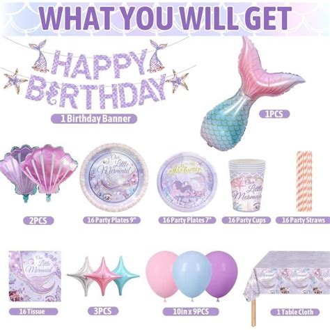 Decoration Anniversaire Sirene Sirene Vaisselle Anniversaire Kit