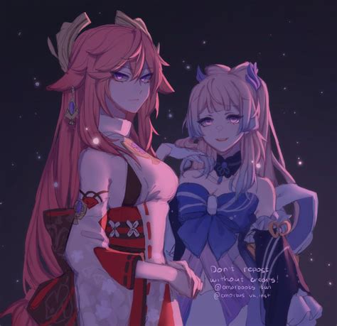 Yae Miko And Kokomi By Emorbus On Deviantart