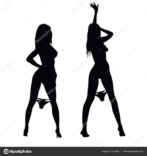 Girl Silhouette With Underwear Set In Black Illustration Stock Vector