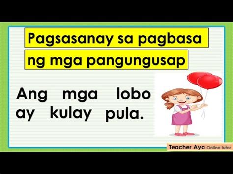 Pagsasanay Sa Pagbasa Ng Mga Pangungusap Filipino Kinder Grade