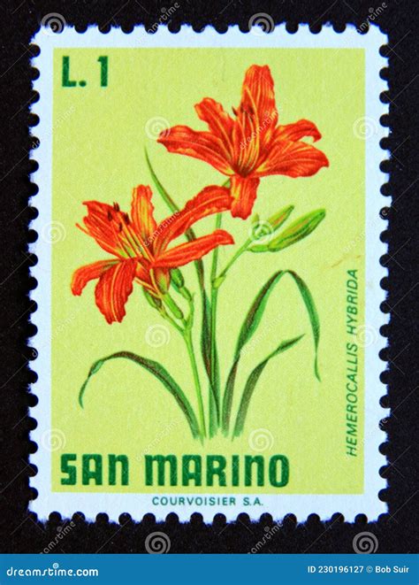 Sello Postal San Marino Flor Hibrida Lily Hemerocallis Fotograf A