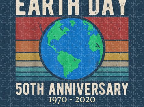 Vintage Earth Day 2020 50th Anniversary Climate Change Earth Day Jigsaw