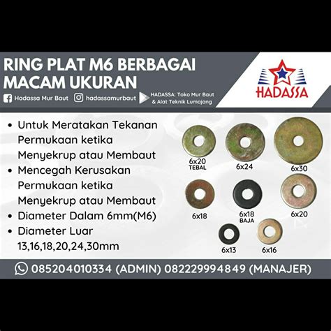 Ring Plat M6 Berbagai Macam Ukuran Hadassa