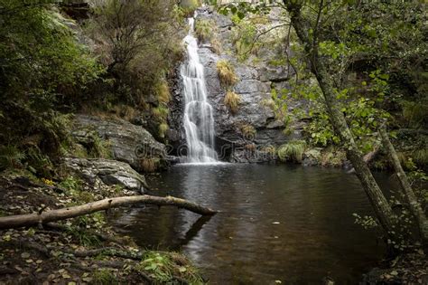 Penedo Furado Waterfall Next To Milreu Village Stock Image Image Of