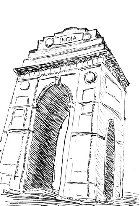 India Gate Sketch At Explore Collection Of India