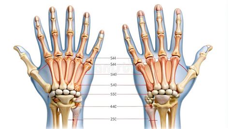 Hand Bone Anatomy Front & Back Labeling Stock Illustration ...